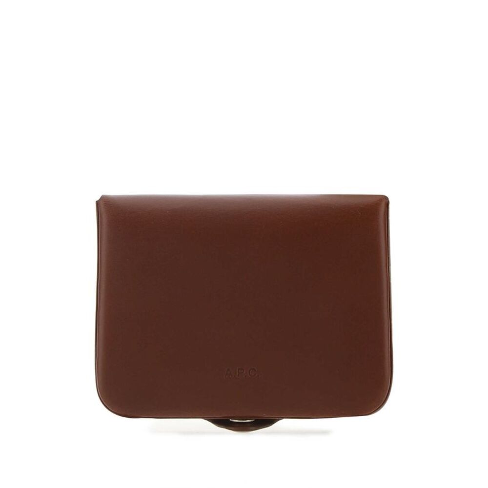 A.P.C. Men Brown Leather Card Holder